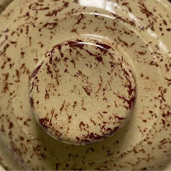 Monmouth Pottery Vintage Crock Canister Jar Bean Pot Shape Maple Leaf Splatter - Picture 2 of 14